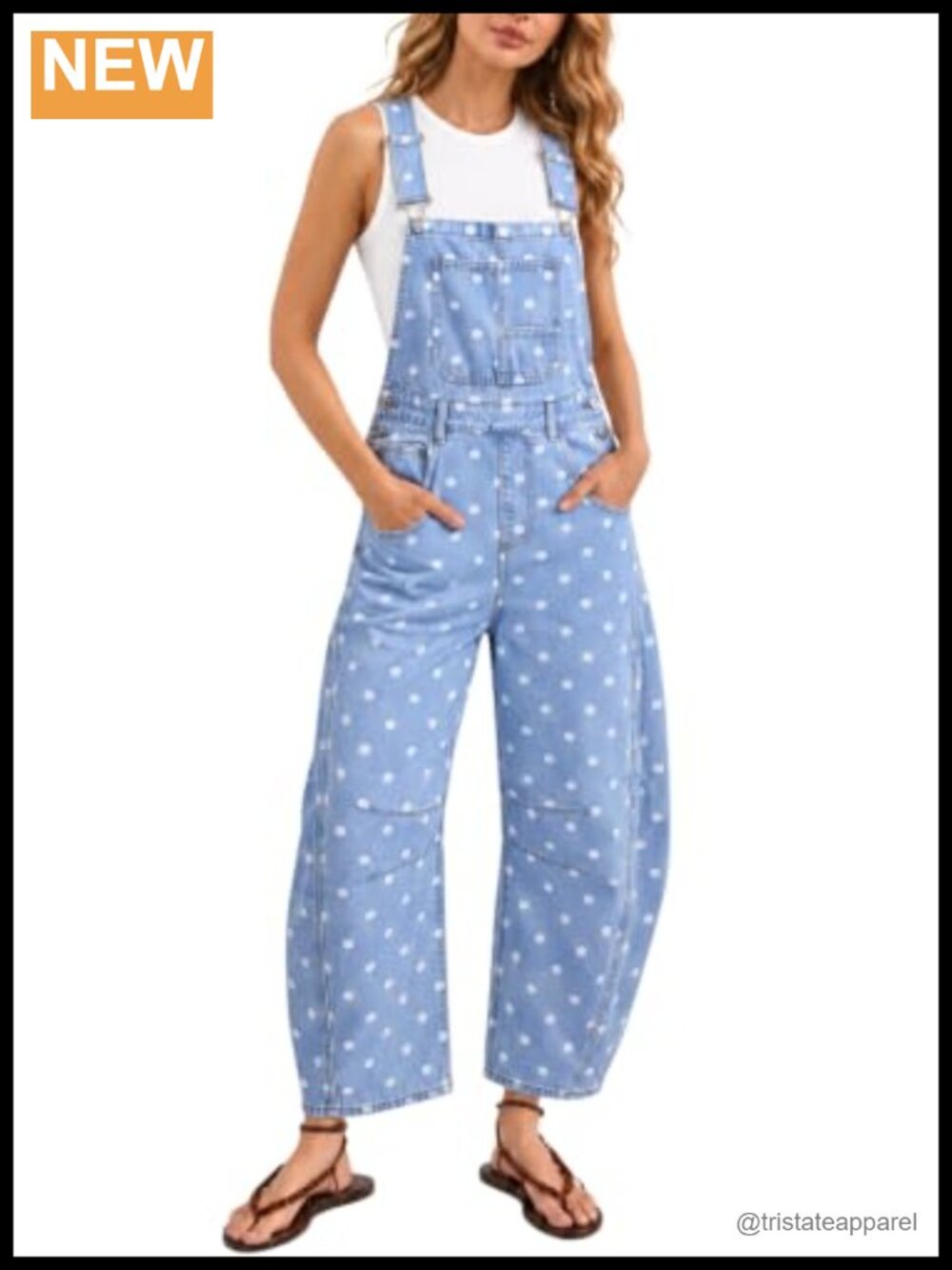Kedera Women's Polka Dot 100% Cotton Barrel Leg Overalls Jean Jumpsuit
